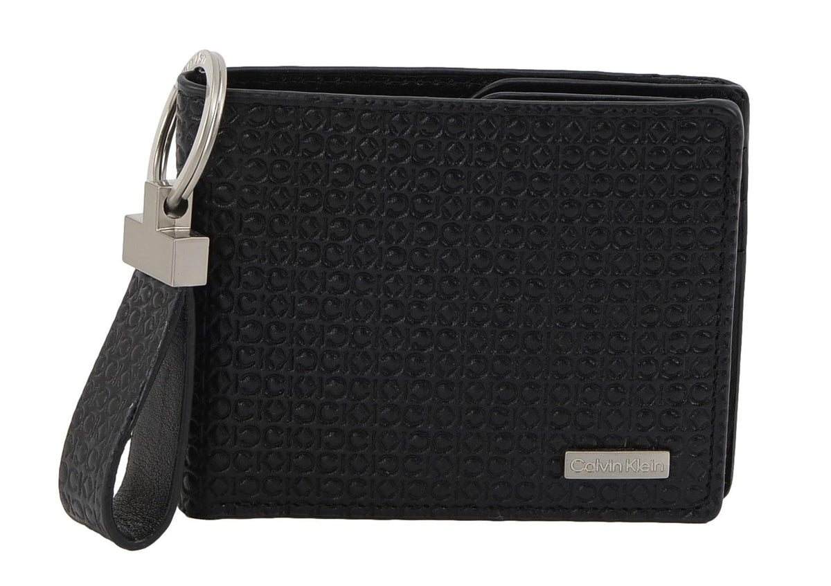 Calvin Klein Men's RFID Blocking Leather Slimfold Wallet with Key Fob