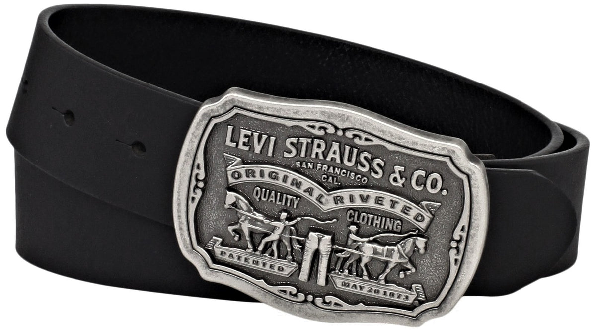 Levi's Men's Leather Belt With Antiqued Buckle,Black,30 at