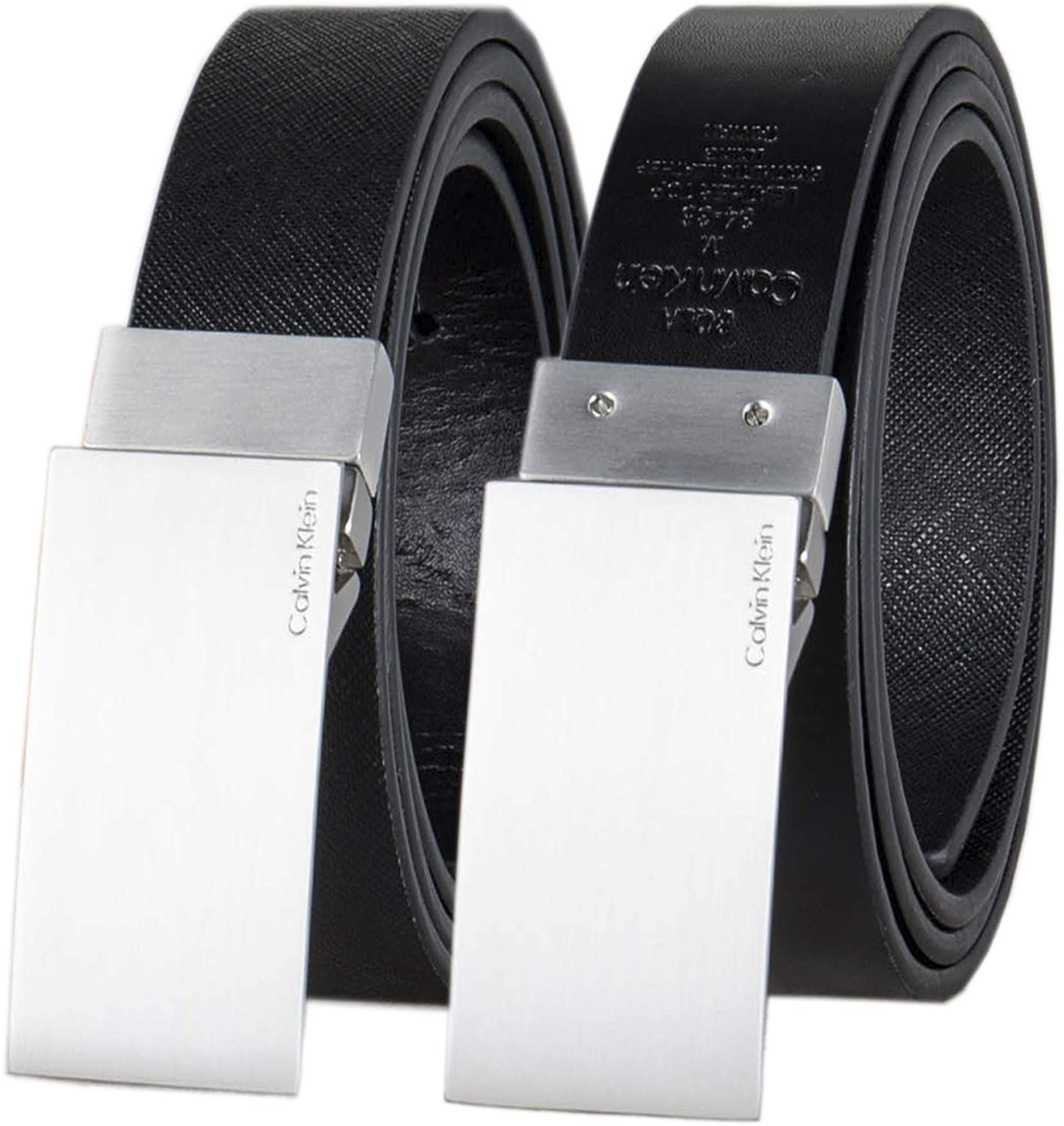 Calvin Klein Men s 32mm Reversible Dress Belt with Plaque Buckle Black socallook