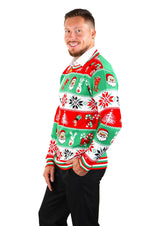 SOCAL LOOK Ugly Christmas Sweater for Men - Multicolor Festive Funny Cute Holiday Xmas Pullover