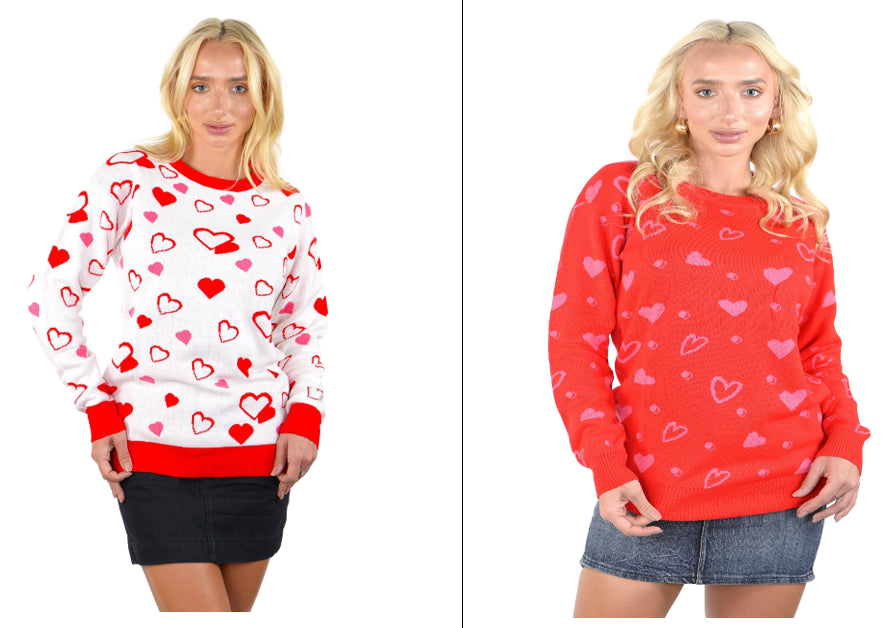 SOCAL LOOK Women Valentine Heart Sweater - Cute Casual Acrylic Pullover, Perfect for Valentine's Day