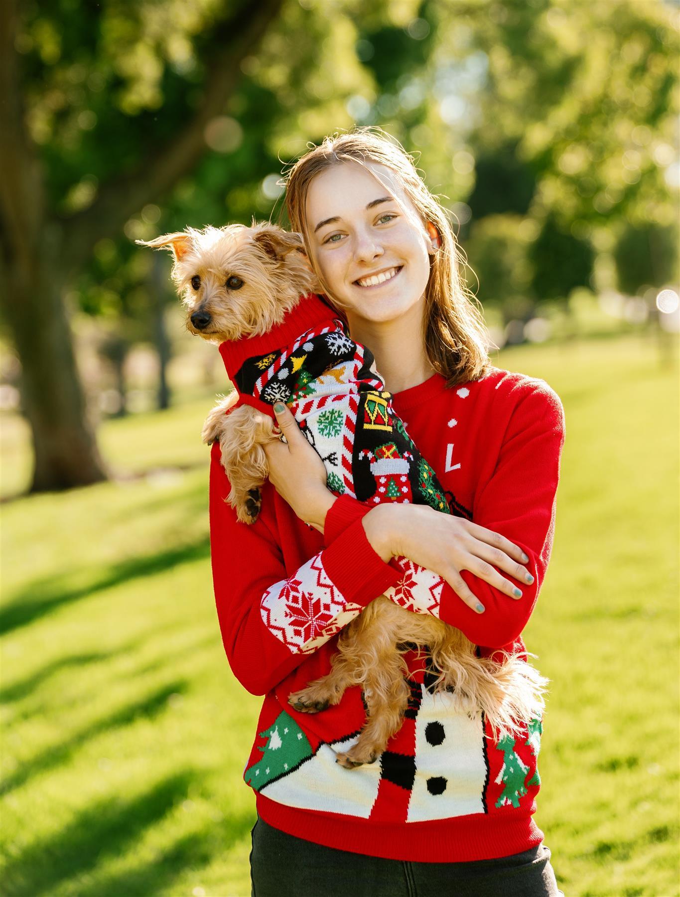 SOCAL LOOK Ugly Christmas Sweater for Dog - Cat Ugly Xmas Jumper with Leash Hole, Dog Pullover Winter Warm Pet Puppy Clothes Outfits