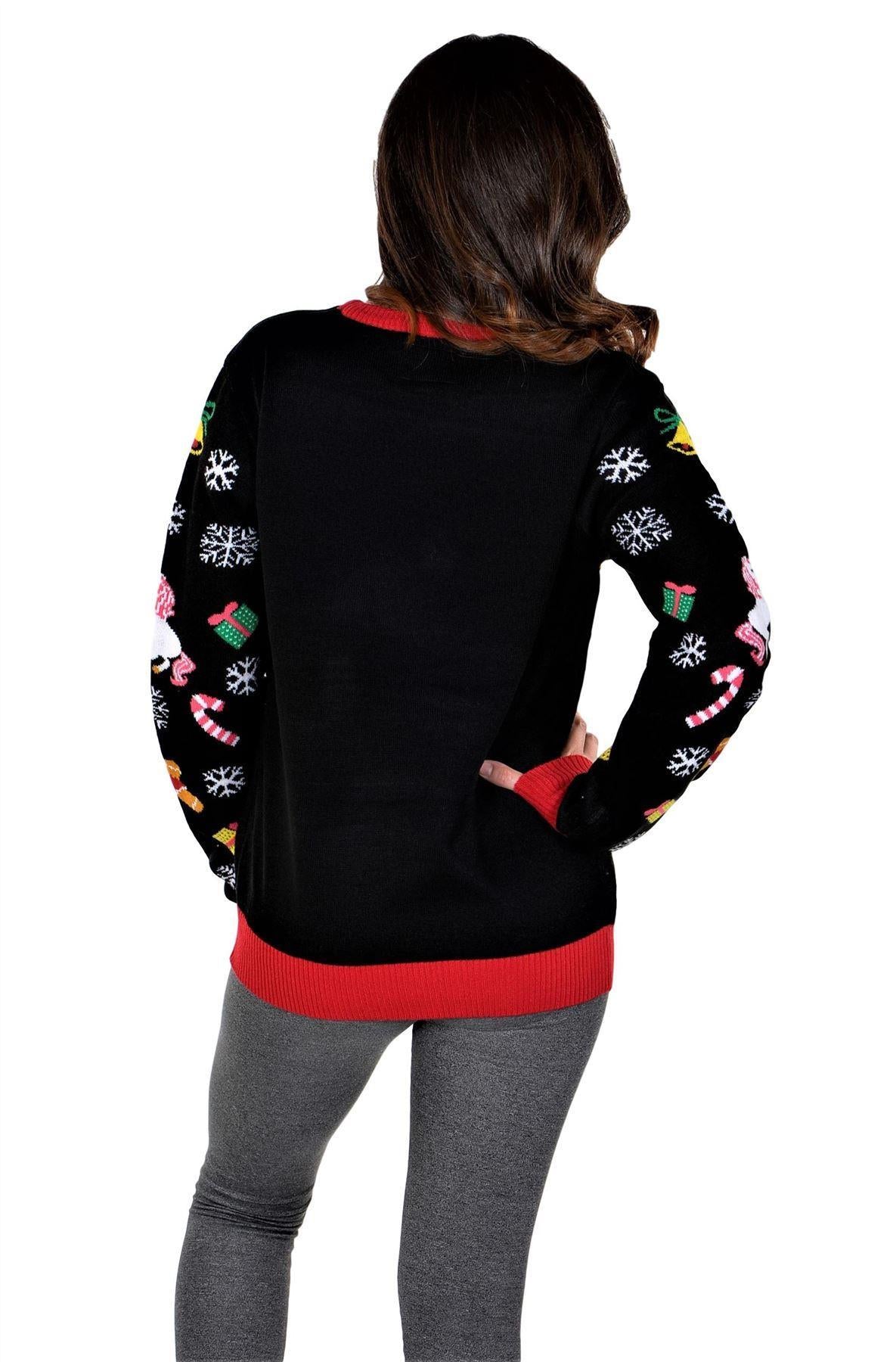 SOCAL LOOK Women Ugly Christmas Sweater - Multicolor Long Sleeve Xmas Jumper Jingle Belle Funny Holiday Pullover