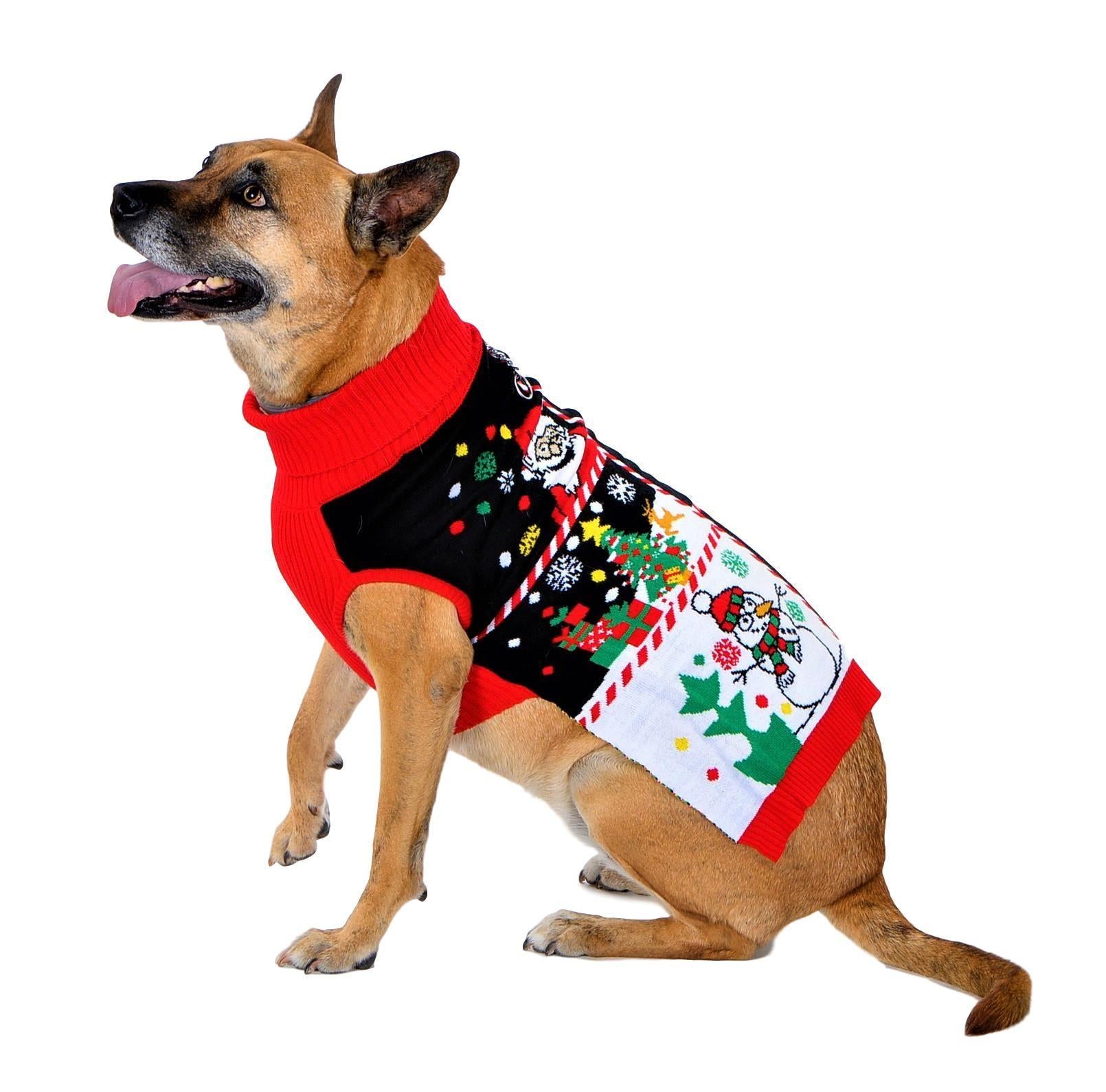 SOCAL LOOK Ugly Christmas Sweater for Dog - Cat Ugly Xmas Jumper with Leash Hole, Dog Pullover Winter Warm Pet Puppy Clothes Outfits