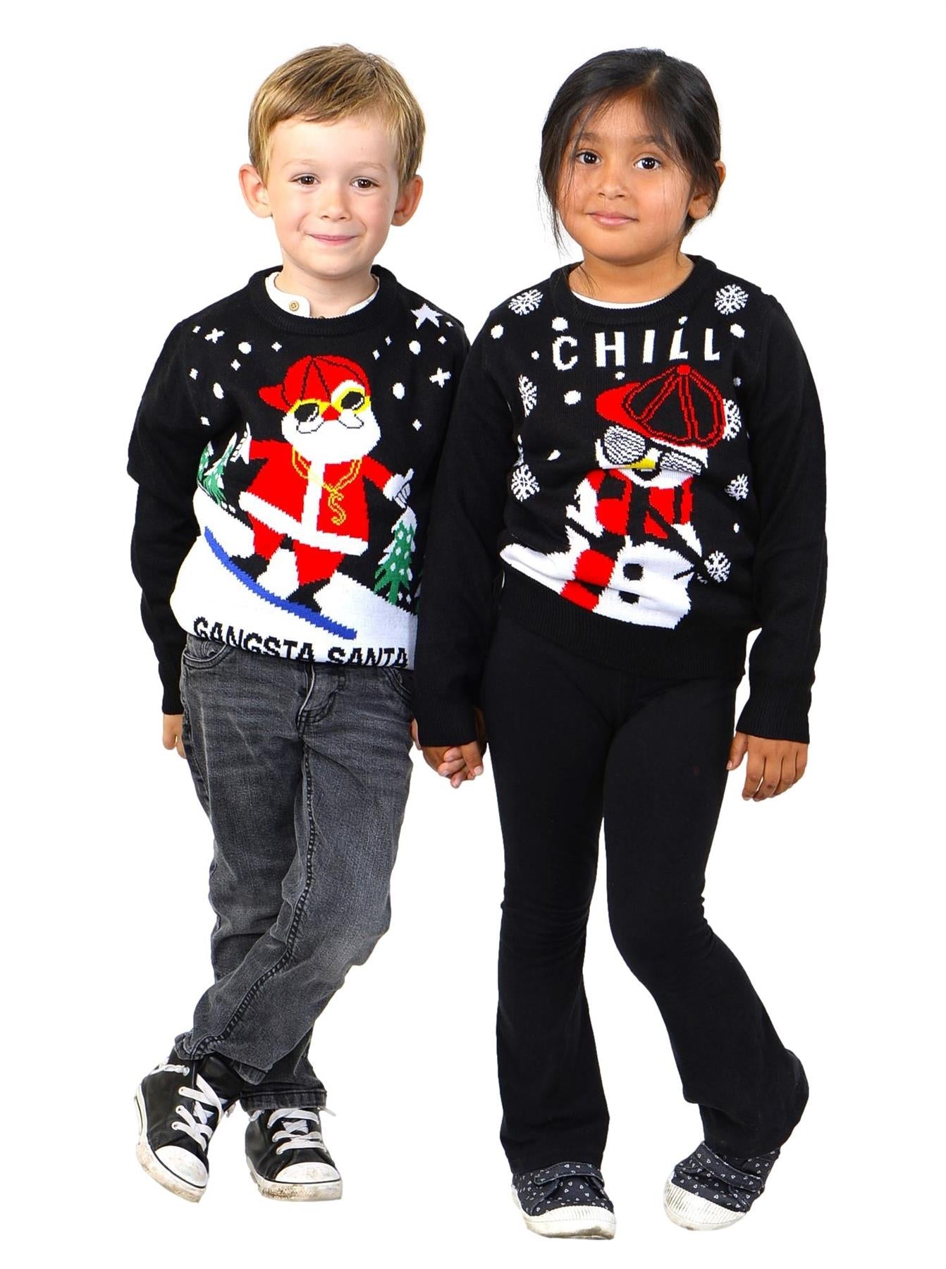 KESIS Kids Ugly Christmas Sweater - Black Long Sleeve Children Tacky Cute Holiday Xmas Pullover for Boys & Girls