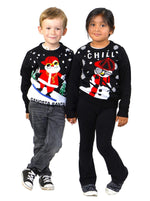 KESIS Kids Ugly Christmas Sweater - Black Long Sleeve Children Tacky Cute Holiday Xmas Pullover for Boys & Girls