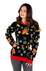 SOCAL LOOK Women Ugly Christmas Sweater - Multicolor Long Sleeve Xmas Jumper Jingle Belle Funny Holiday Pullover