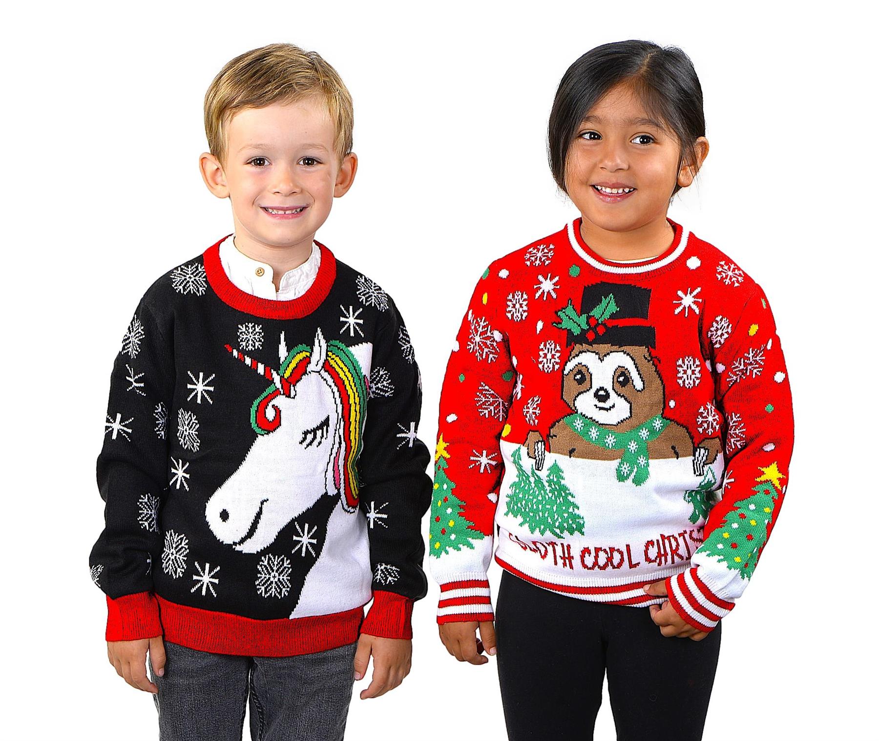 SOCAL LOOK Kids Unicorn Ugly Christmas Sweater – Black Long Sleeve Holiday Pullover for Boys & Girls, Festive Tacky Xmas Sweater