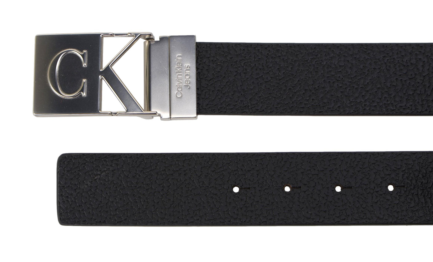 Calvin Klein Belt Buckle Logo CK Men\'s Genuine Wide Leather 38mm Black