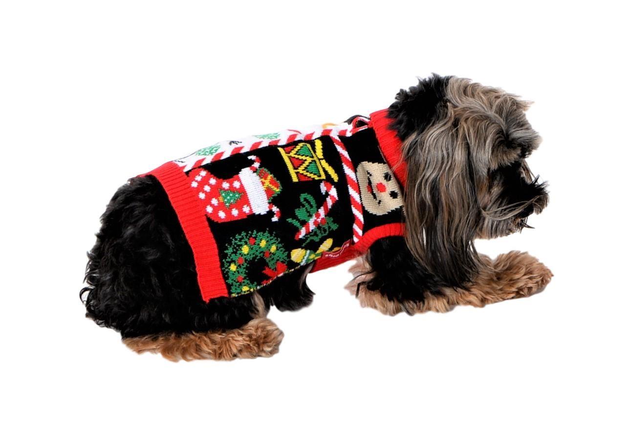 SOCAL LOOK Ugly Christmas Sweater for Dog - Cat Ugly Xmas Jumper with Leash Hole, Dog Pullover Winter Warm Pet Puppy Clothes Outfits