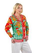 SOCAL LOOK Woman Ugly Christmas Sweater Cardigan, Multicolor Funny Festive Cute Holiday Xmas Pullover