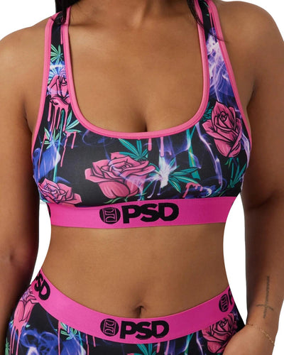 PSD Womens Sports Bra Drippin' Smoke Pink Multi