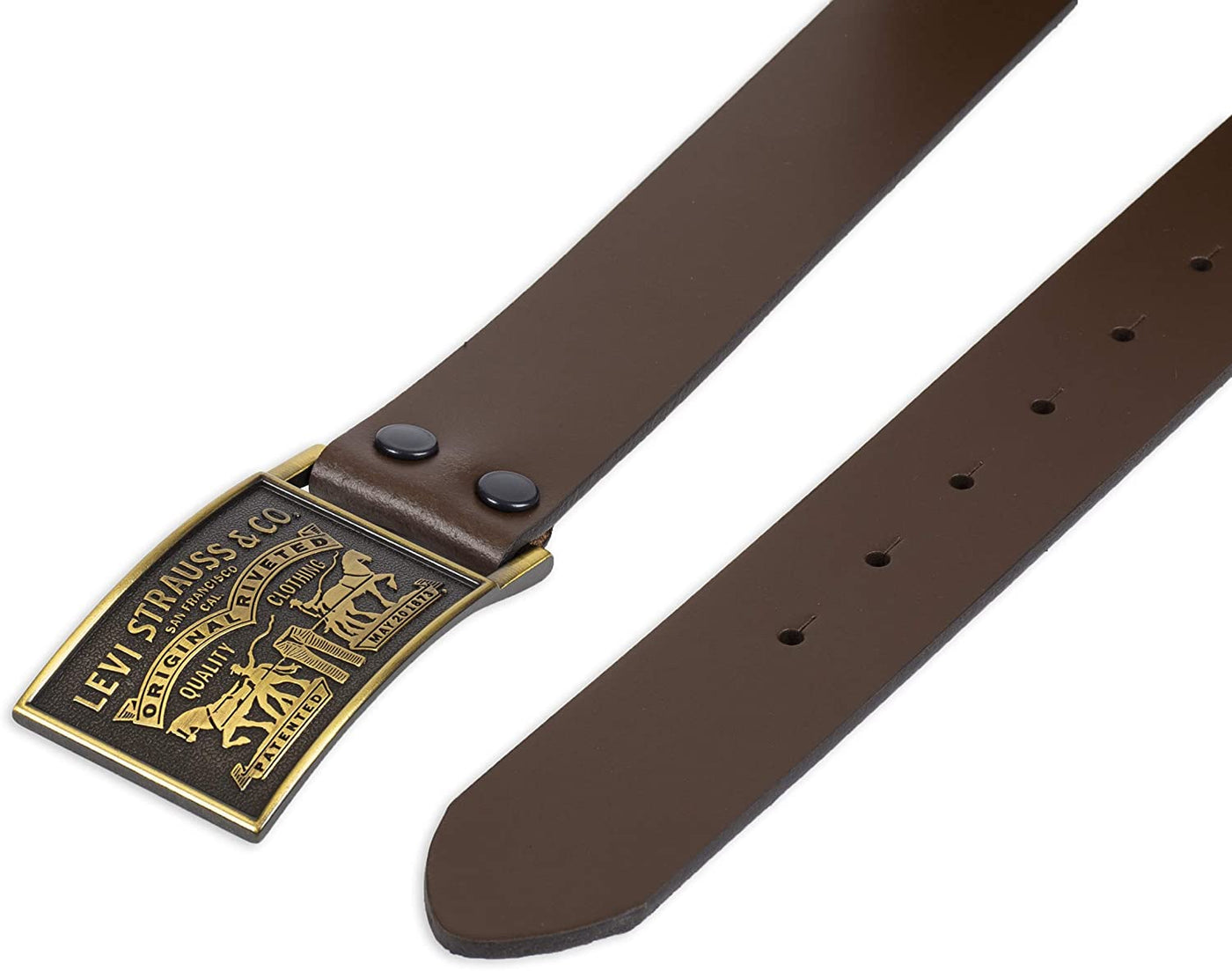 Levi's Men's 38MM Wide Plaque Bridle Leather Belt With Snap Closure Br