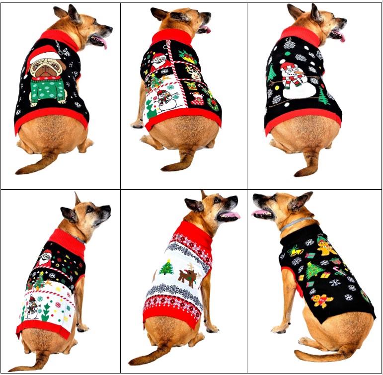 SOCAL LOOK Ugly Christmas Sweater for Dog - Cat Ugly Xmas Jumper with Leash Hole, Dog Pullover Winter Warm Pet Puppy Clothes Outfits