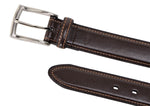 Dockers Men's 1.37 in (35MM) Feather Edge Leather Belt with Stitch Brown