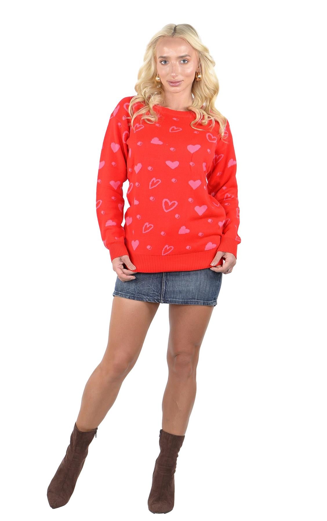 SOCAL LOOK Women Valentine Heart Sweater - Cute Casual Acrylic Pullover, Perfect for Valentine's Day