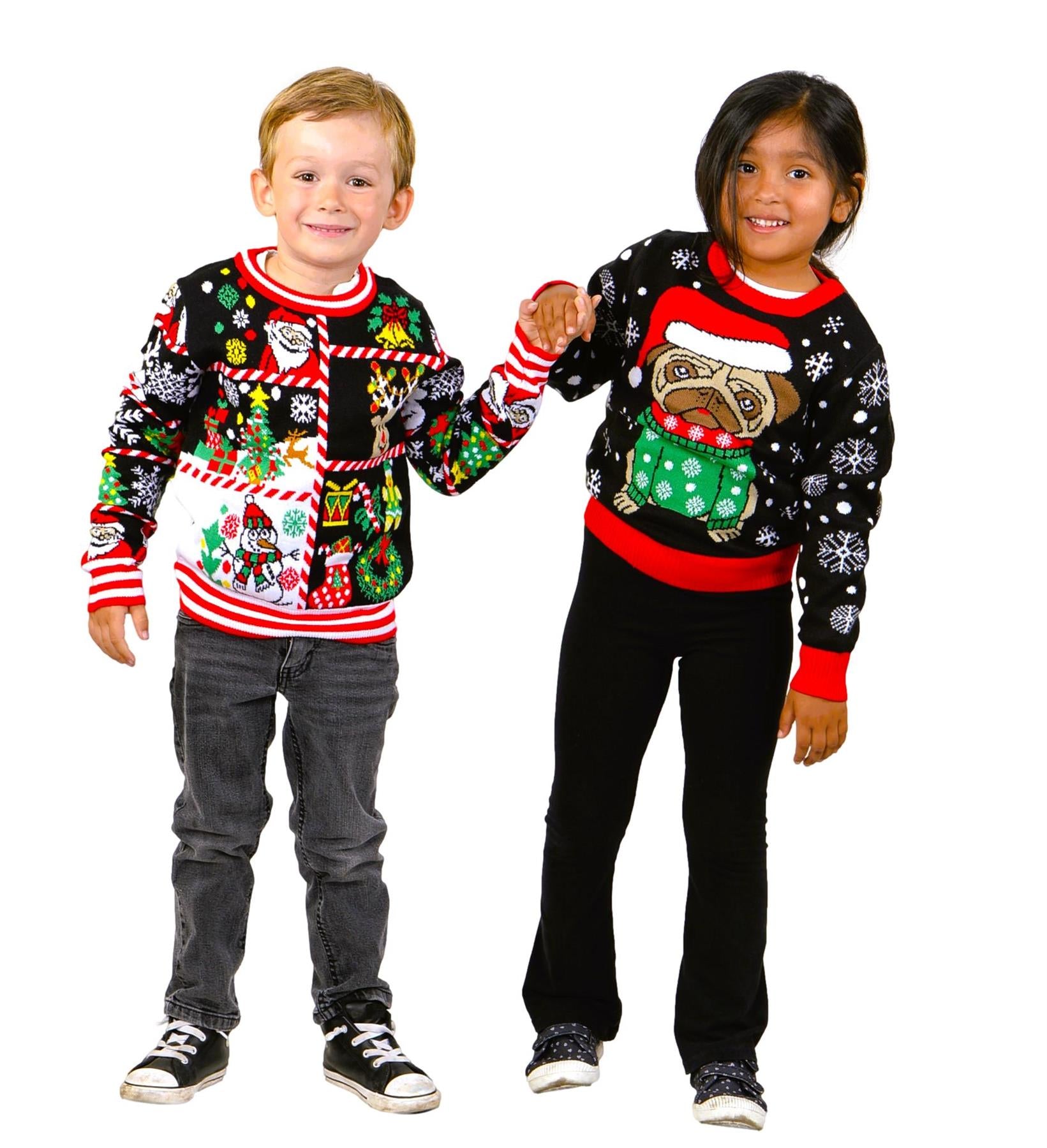 SOCAL LOOK Kids Ugly Christmas Sweater - Tacky Cute Holiday Pullover for Boys & Girls, Unisex Funny Xmas Sweater for Children