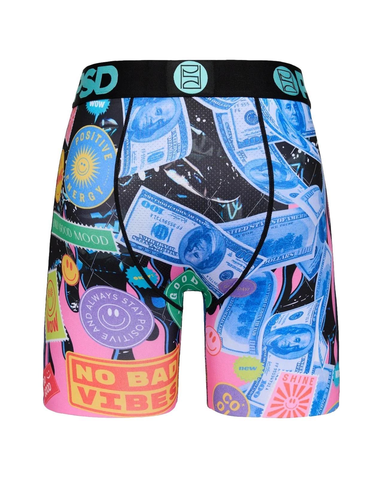 PSD Men's No Bad Vibes Boxer Briefs Multi Color