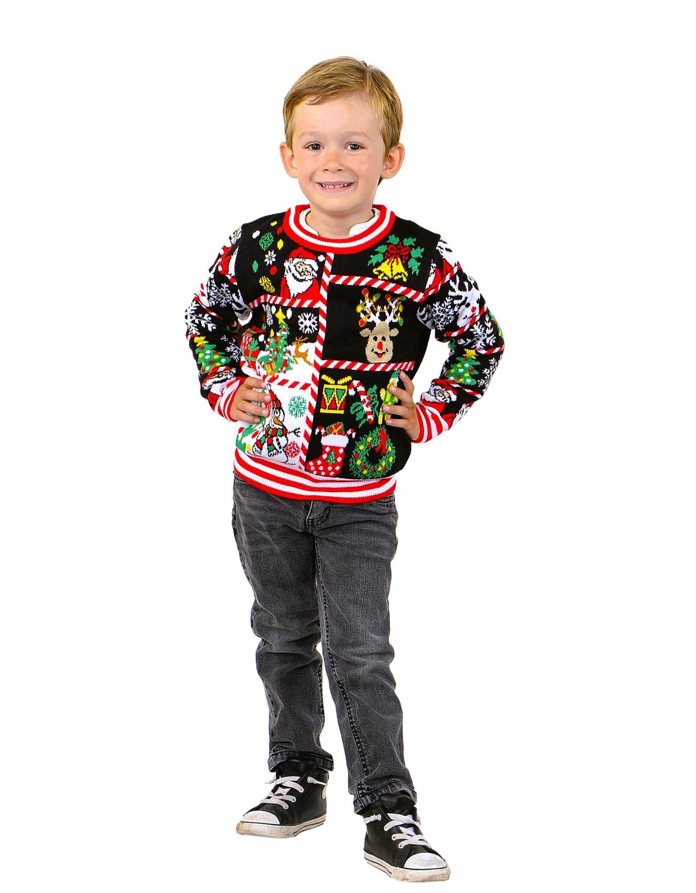 SOCAL LOOK Kids Ugly Christmas Sweater - Tacky Cute Holiday Pullover for Boys & Girls, Unisex Funny Xmas Sweater for Children