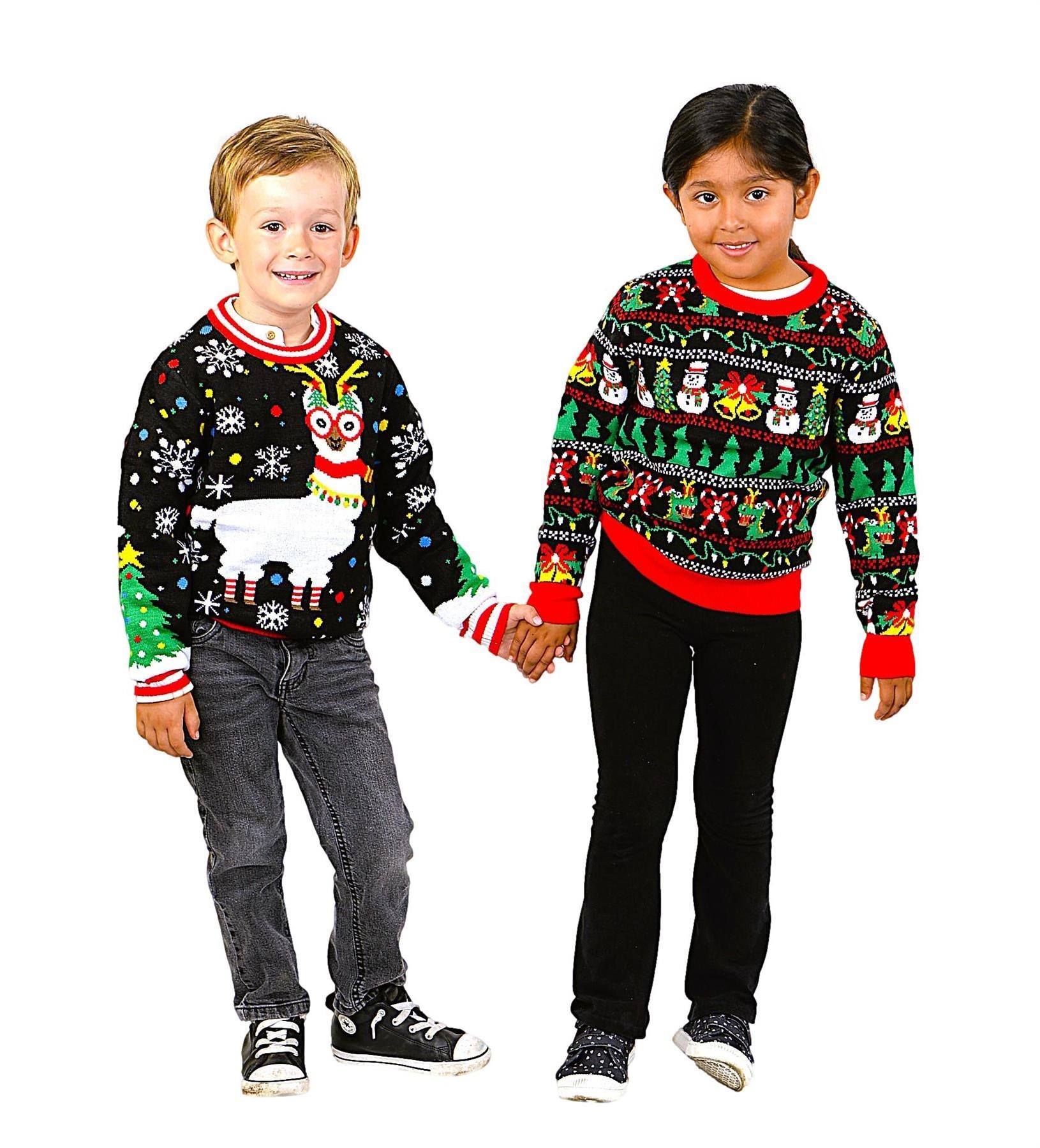 SOCAL LOOK Youth Festive Ugly Christmas Sweater, Cute Tacky Holiday Teens Pullover, Funny Xmas Sweater for Big Boys & Girls