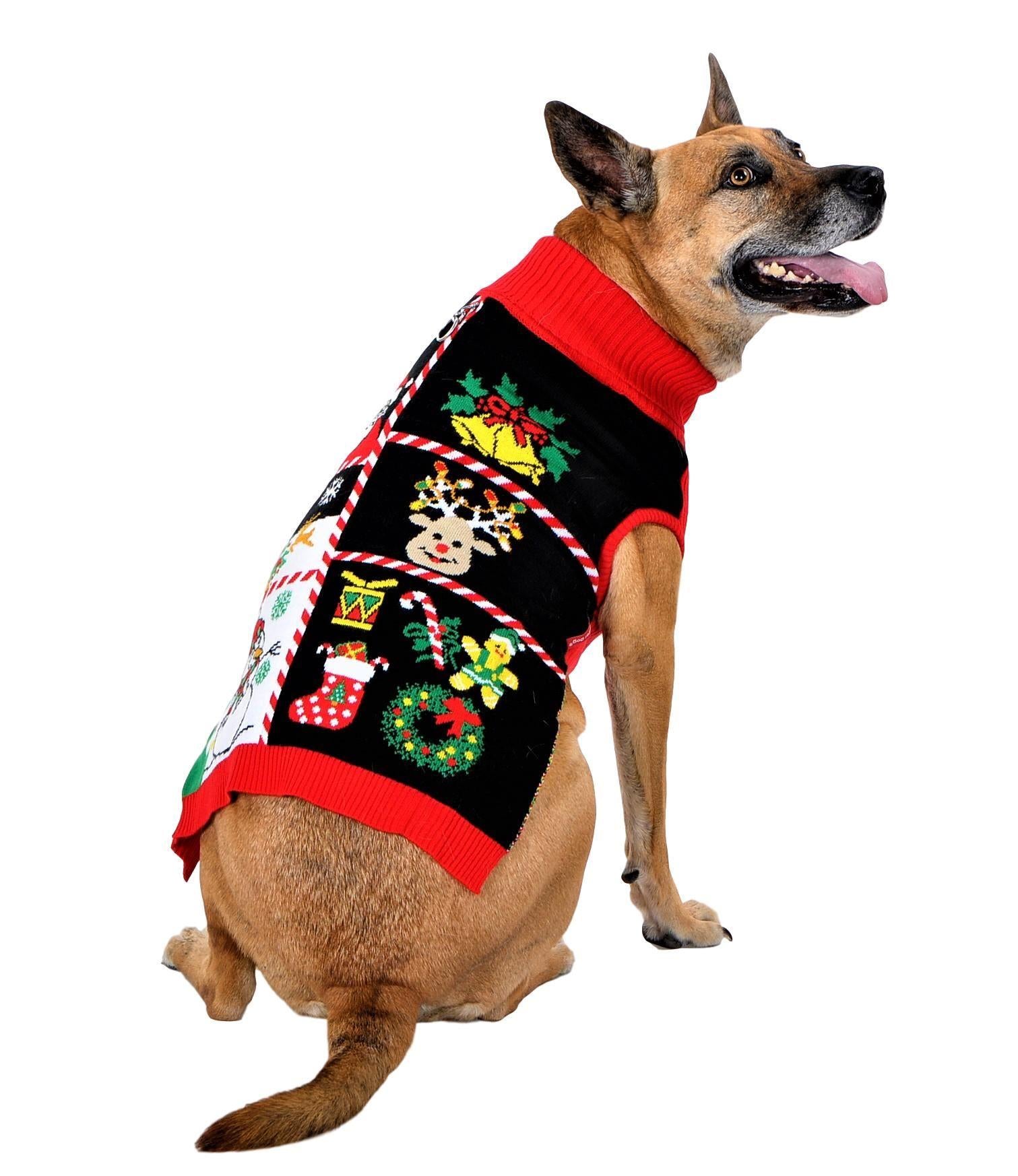 SOCAL LOOK Ugly Christmas Sweater for Dog - Cat Ugly Xmas Jumper with Leash Hole, Dog Pullover Winter Warm Pet Puppy Clothes Outfits