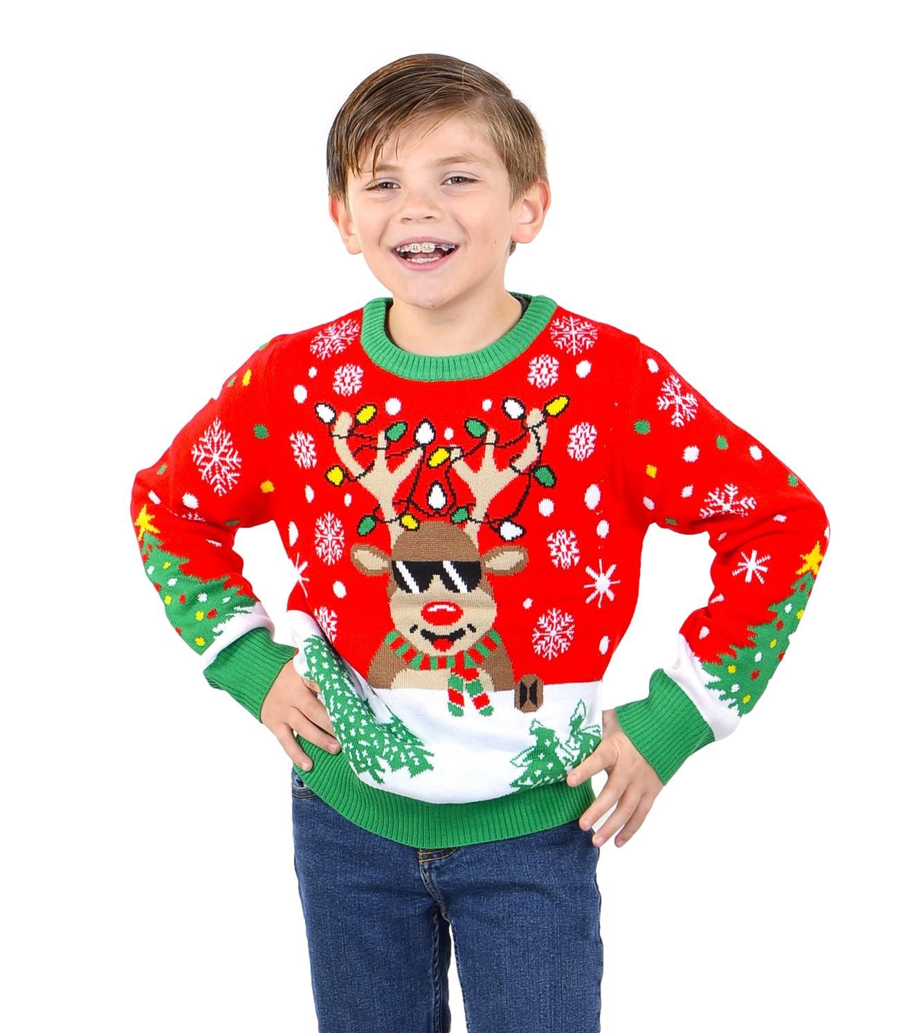 SOCAL LOOK Kids Ugly Christmas Sweater - Multicolor Long Sleeve Tacky Cute Holiday Pullover for Boys & Girls