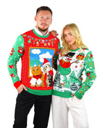 SOCAL LOOK Ugly Christmas Sweater for Men - Multicolor Festive Funny Cute Holiday Xmas Pullover