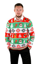 SOCAL LOOK Ugly Christmas Sweater for Men - Multicolor Festive Funny Cute Holiday Xmas Pullover