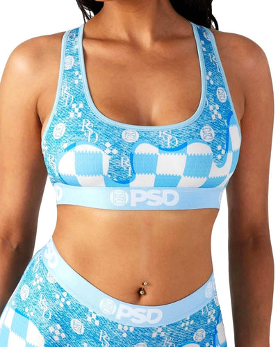 PSD Women's Blue Denim Drip Sports Bra Multicolor