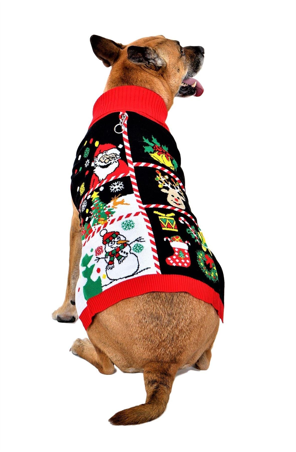 SOCAL LOOK Ugly Christmas Sweater for Dog - Cat Ugly Xmas Jumper with Leash Hole, Dog Pullover Winter Warm Pet Puppy Clothes Outfits