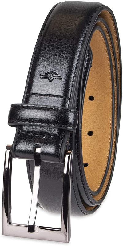 Dockers Men's 32MM Wide Feather Edge Leather Dress Belt Black