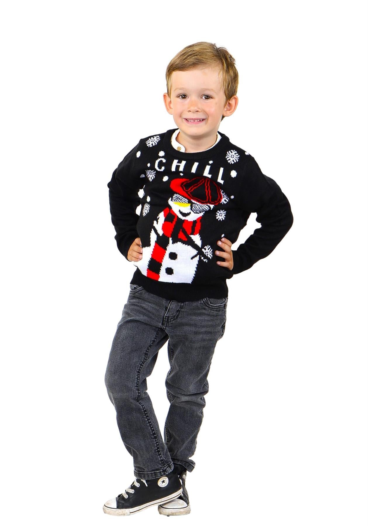 KESIS Kids Ugly Christmas Sweater - Black Long Sleeve Children Tacky Cute Holiday Xmas Pullover for Boys & Girls