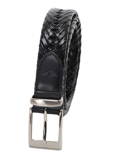 Dockers Men's 1.25 in (32MM) Wide Faux Leather Braided Belt Black