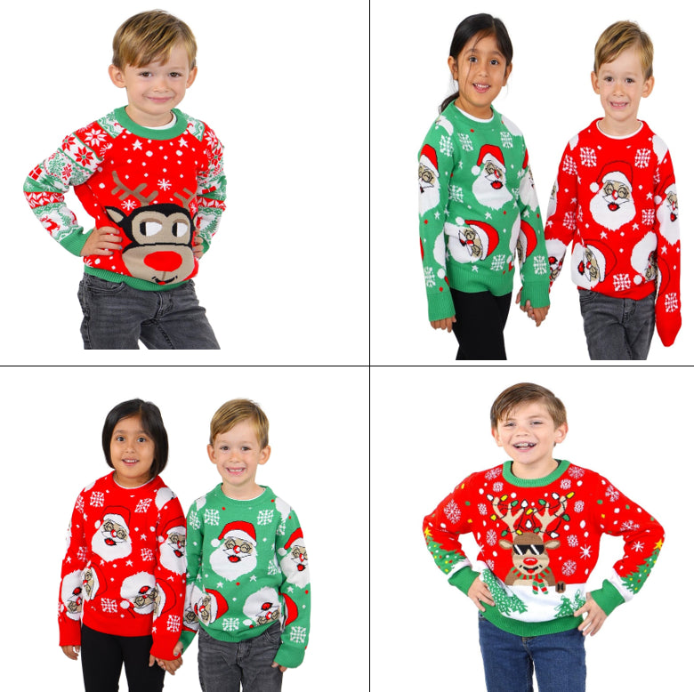 SOCAL LOOK Kids Ugly Christmas Sweater - Multicolor Long Sleeve Tacky Cute Holiday Pullover for Boys & Girls