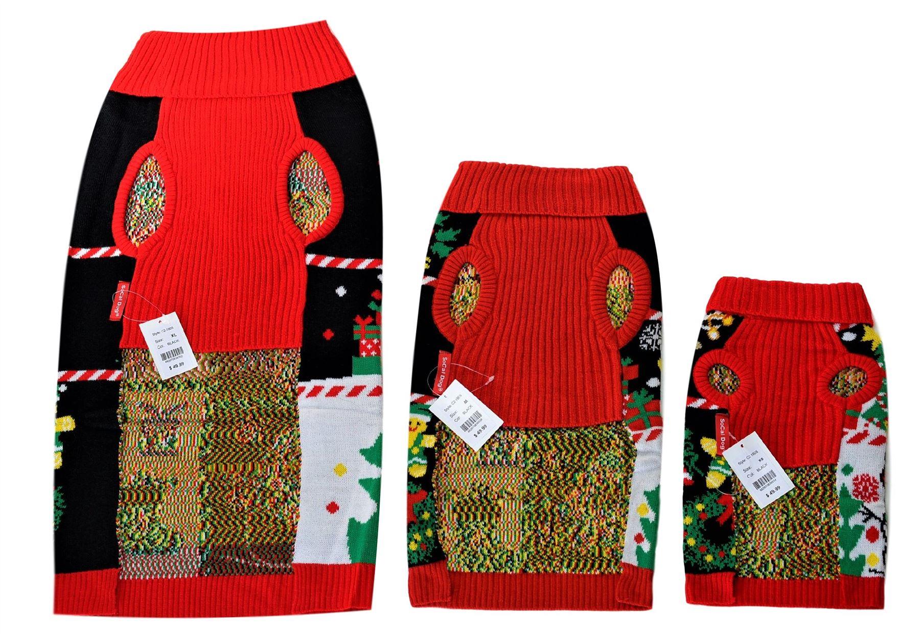 SOCAL LOOK Ugly Christmas Sweater for Dog - Cat Ugly Xmas Jumper with Leash Hole, Dog Pullover Winter Warm Pet Puppy Clothes Outfits