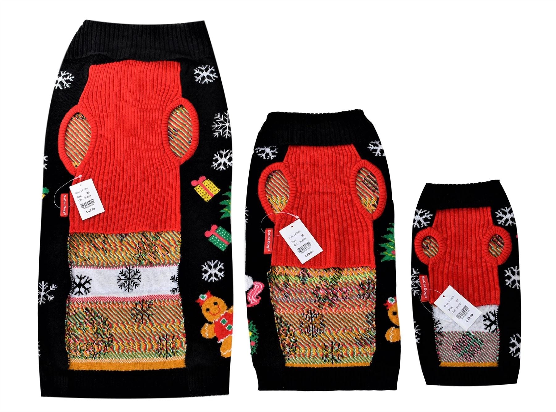 SOCAL LOOK Ugly Christmas Sweater for Dog - Cat Ugly Xmas Jumper with Leash Hole, Dog Pullover Winter Warm Pet Puppy Clothes Outfits