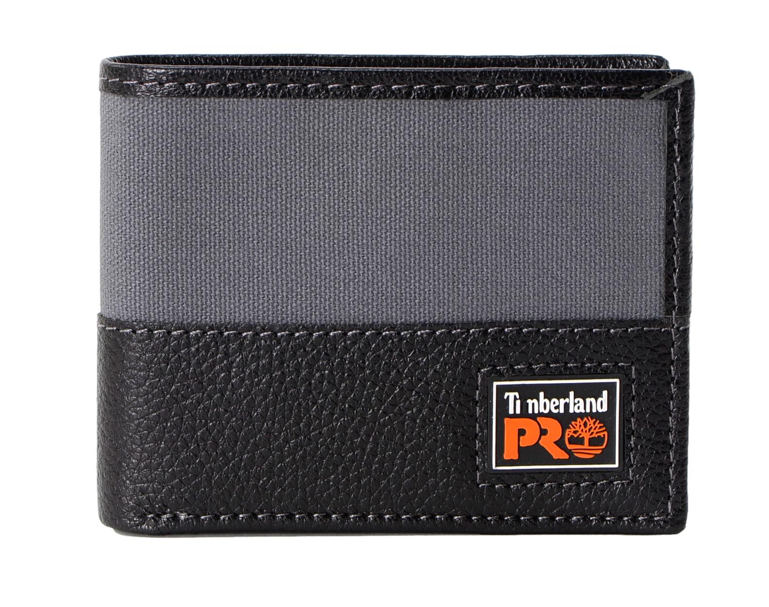 Timberland PRO Men's Genuine Leather & Canvas RFID Bifold Passcase Wallet