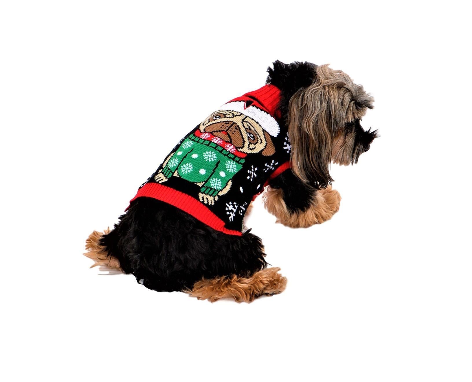 SOCAL LOOK Ugly Christmas Sweater for Dog - Cat Ugly Xmas Jumper with Leash Hole, Dog Pullover Winter Warm Pet Puppy Clothes Outfits