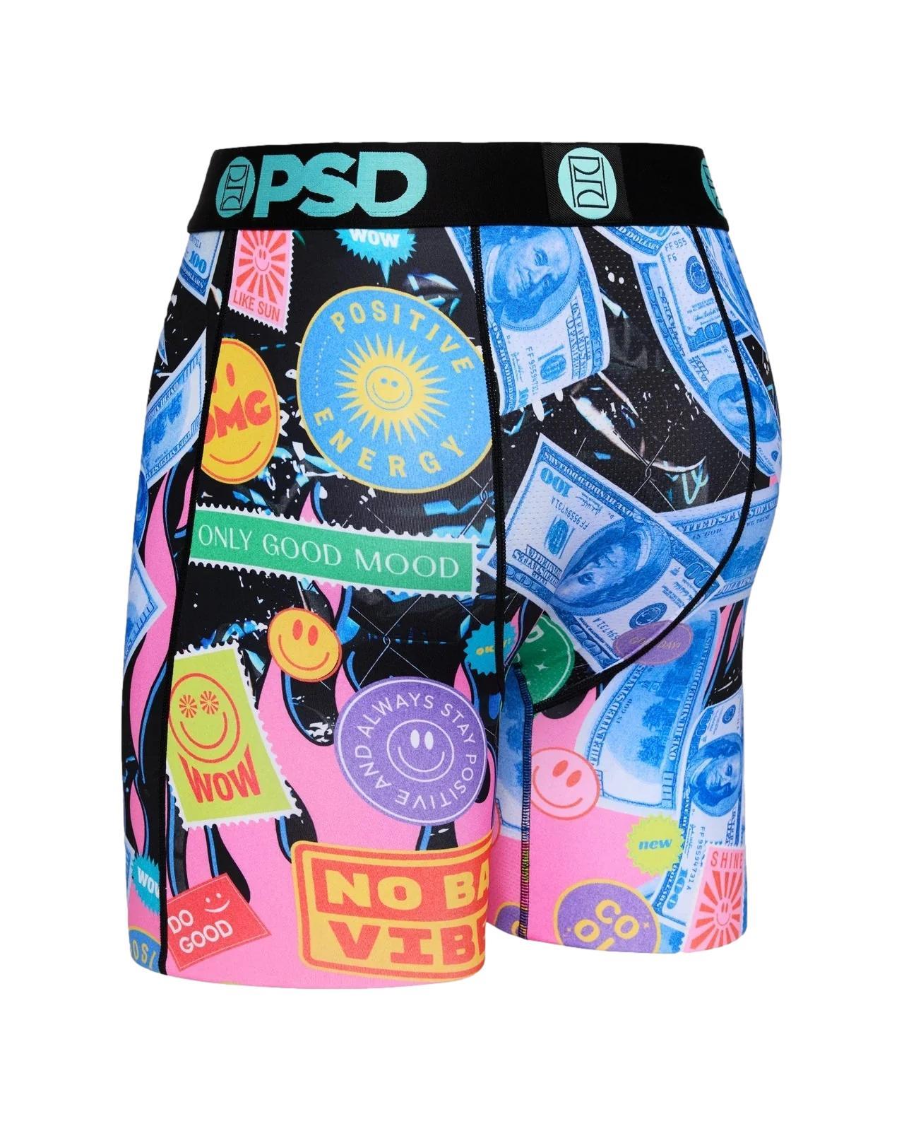 PSD Men's No Bad Vibes Boxer Briefs Multi Color