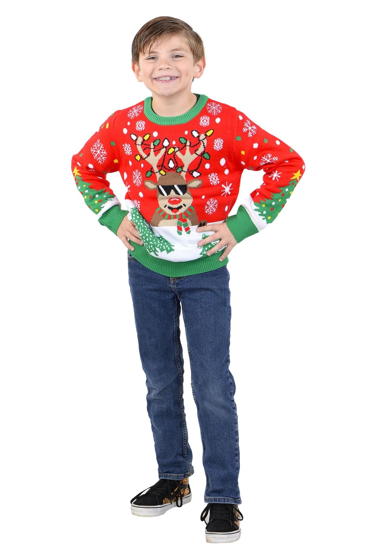 SOCAL LOOK Kids Ugly Christmas Sweater - Tacky Cute Holiday Pullover for Boys & Girls, Unisex Funny Xmas Sweater for Children