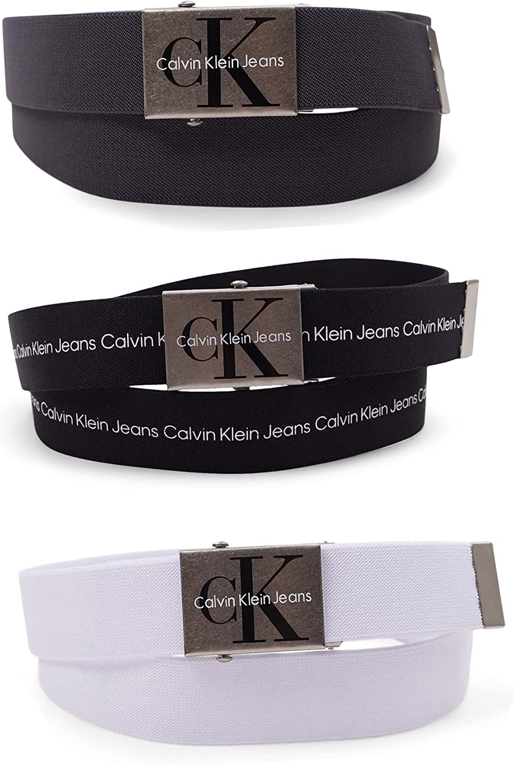 Buckle Web Unisex Military 3-Pack Calvin 35mm Casual Klein Adjustable