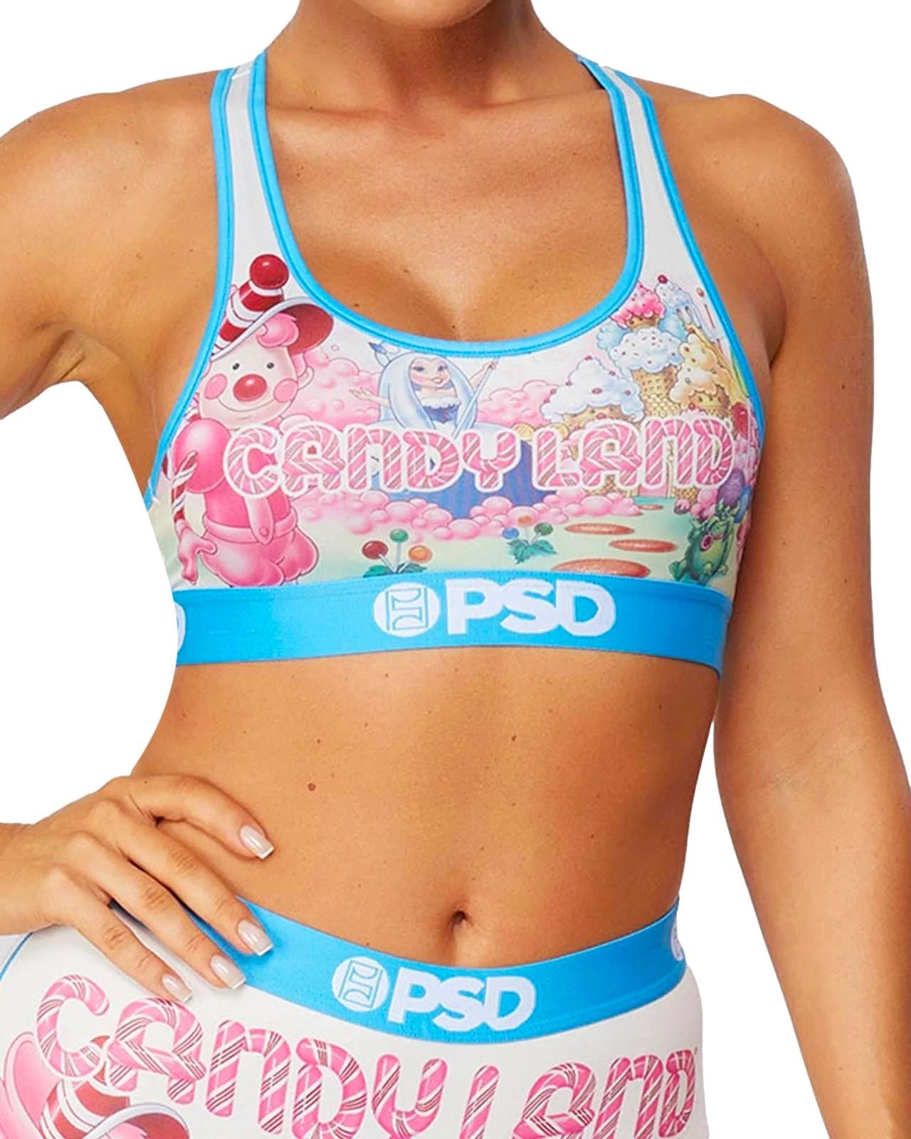 PSD Womens Candy Land Cover Sports Bra Multi
