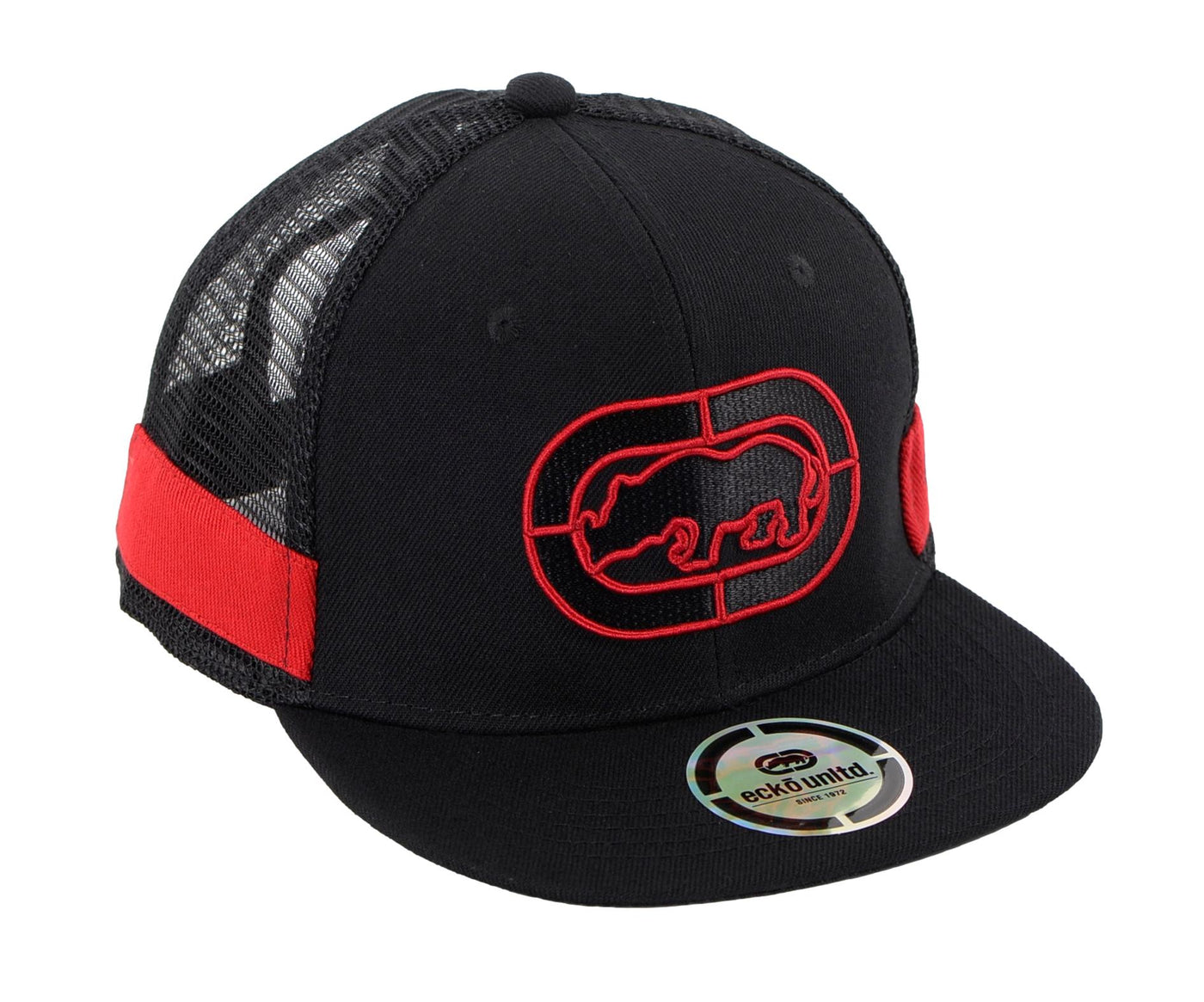 Ecko Unltd Men's Flat Bill Adjustable Snap Back Baseball Hat Black